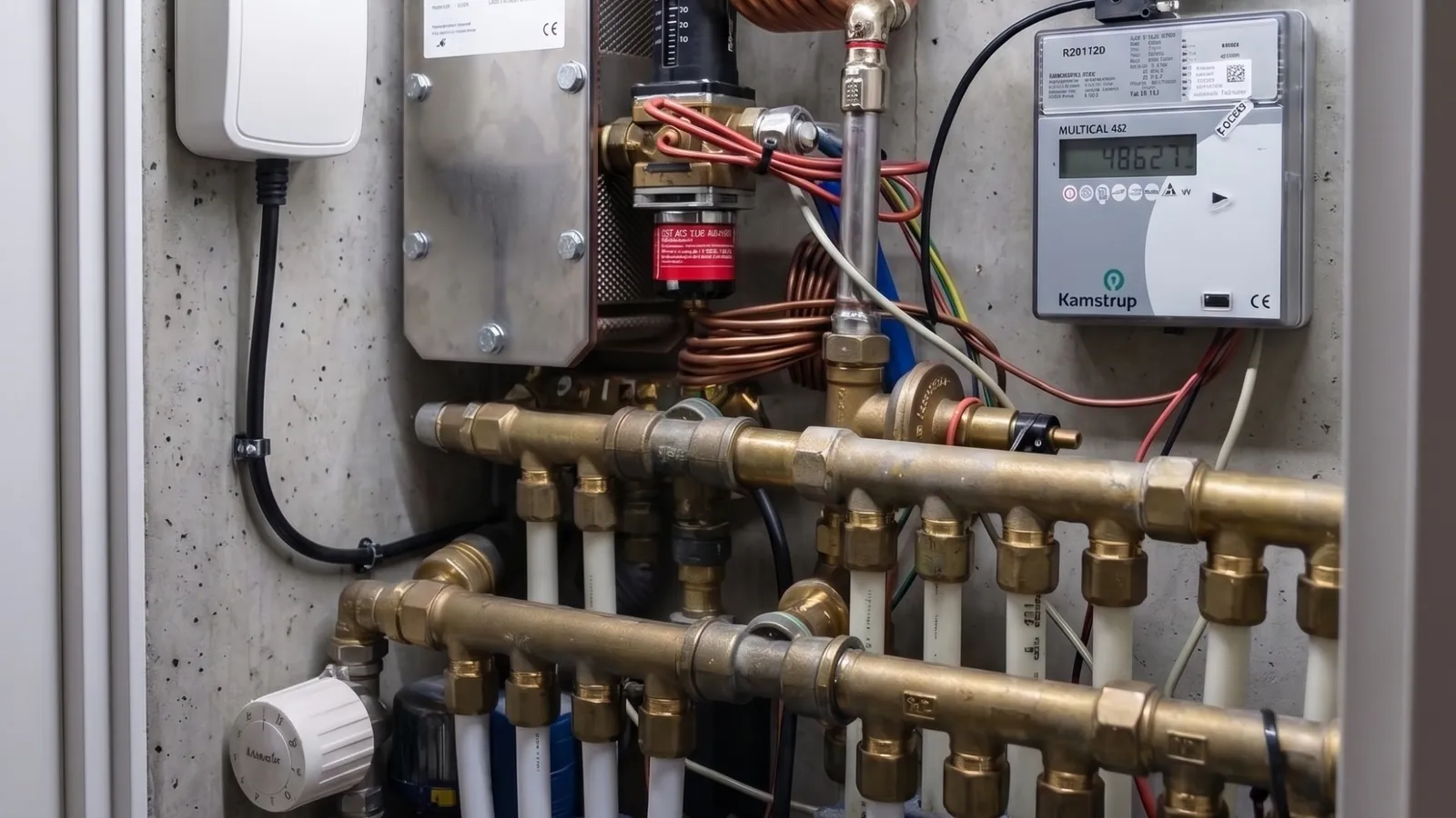 Water rope-sensor sat, hvor en læk ville samle sig
