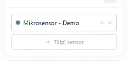 Panelet Sensorer med én sensor, en tom plads og knappen Tilføj sensor.