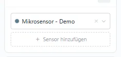 Panel Sensoren mit einem Sensor, einem leeren Platz und der Schaltfläche Sensor hinzufügen.