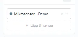Panelen Sensorer med en sensor, en tom plats och knappen Lägg till sensor.