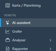 Sidomeny med AI-assistent markerad.