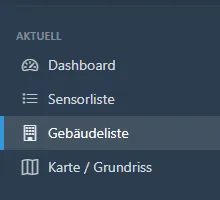 Seitenmenü mit hervorgehobener Gebäudeliste.