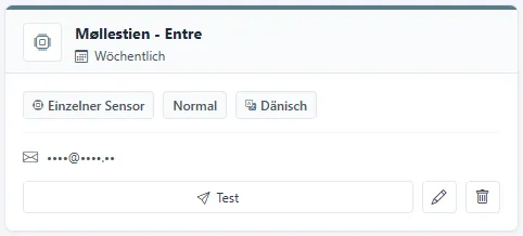Eine Abonnementkarte mit Test, Bearbeiten und Löschen.