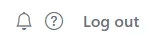 Top bar with the bell, the question mark, and Log out.