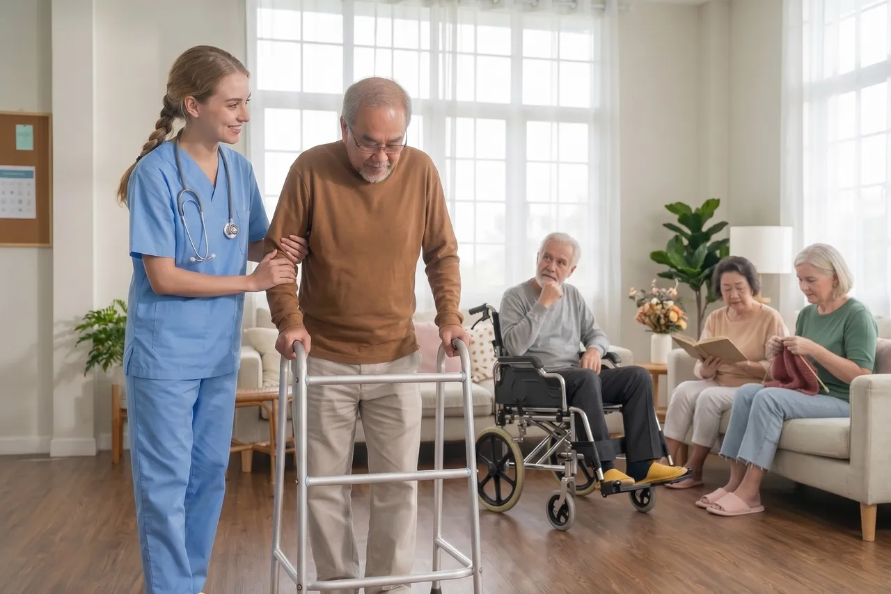 Calm, comfortable elderly-care living space