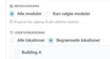 Bruger begrænset til udvalgte bygninger og rum i RoomAlyzer