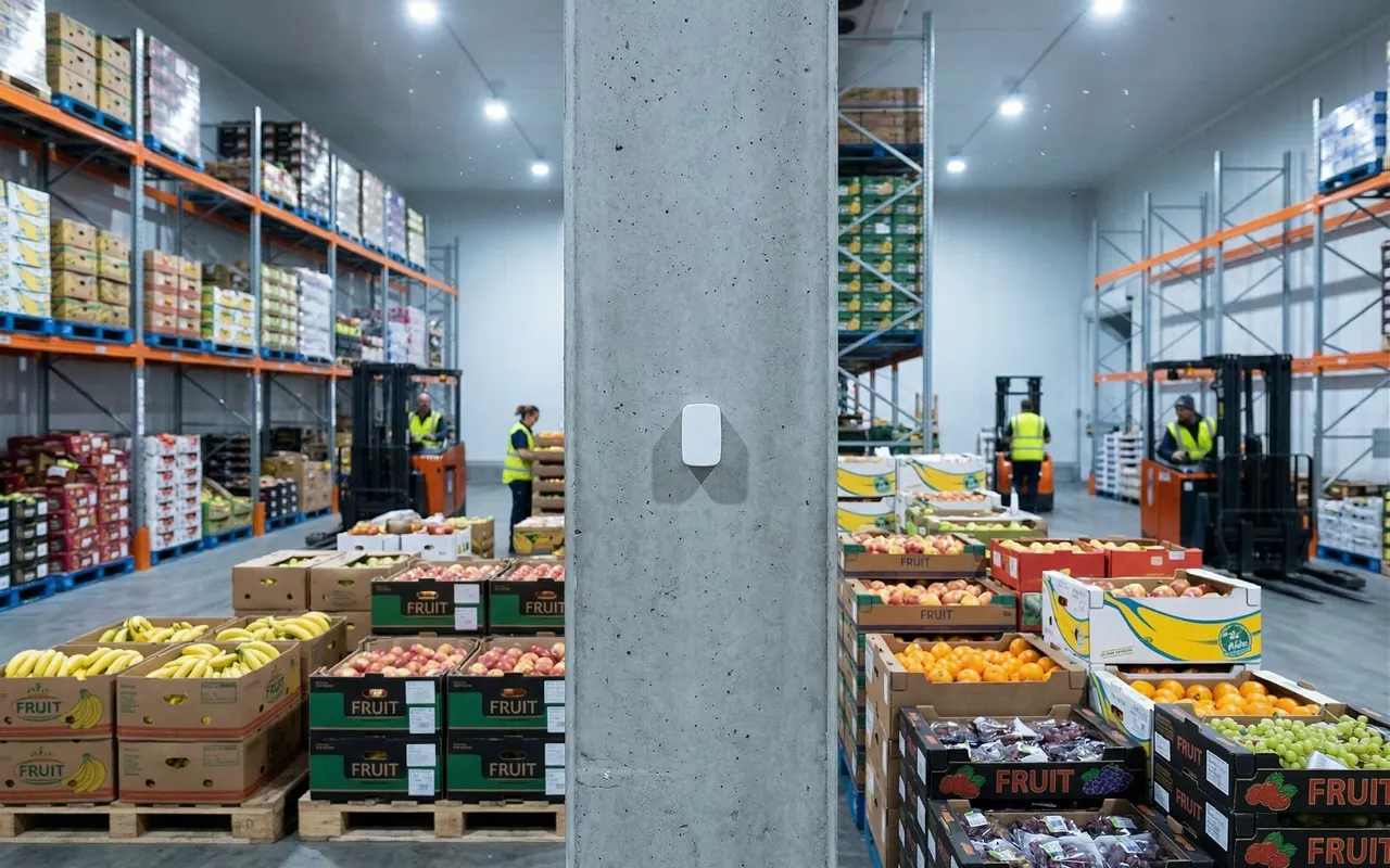 RoomAlyzer Air Humidity sensor discreetly mounted in a heritage interior, temperature and humidity monitoring